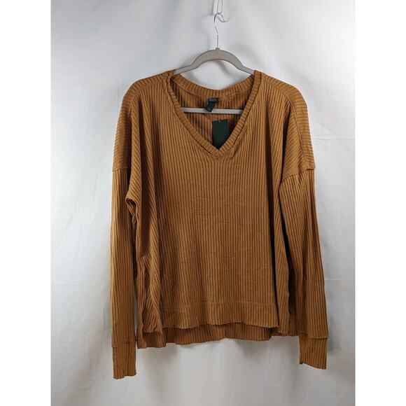 Ribbed Sweater‎ Long Sleeve V Neck Cozy Wild Fable Brown S Drop Shoulders Casual - Picture 9 of 10
